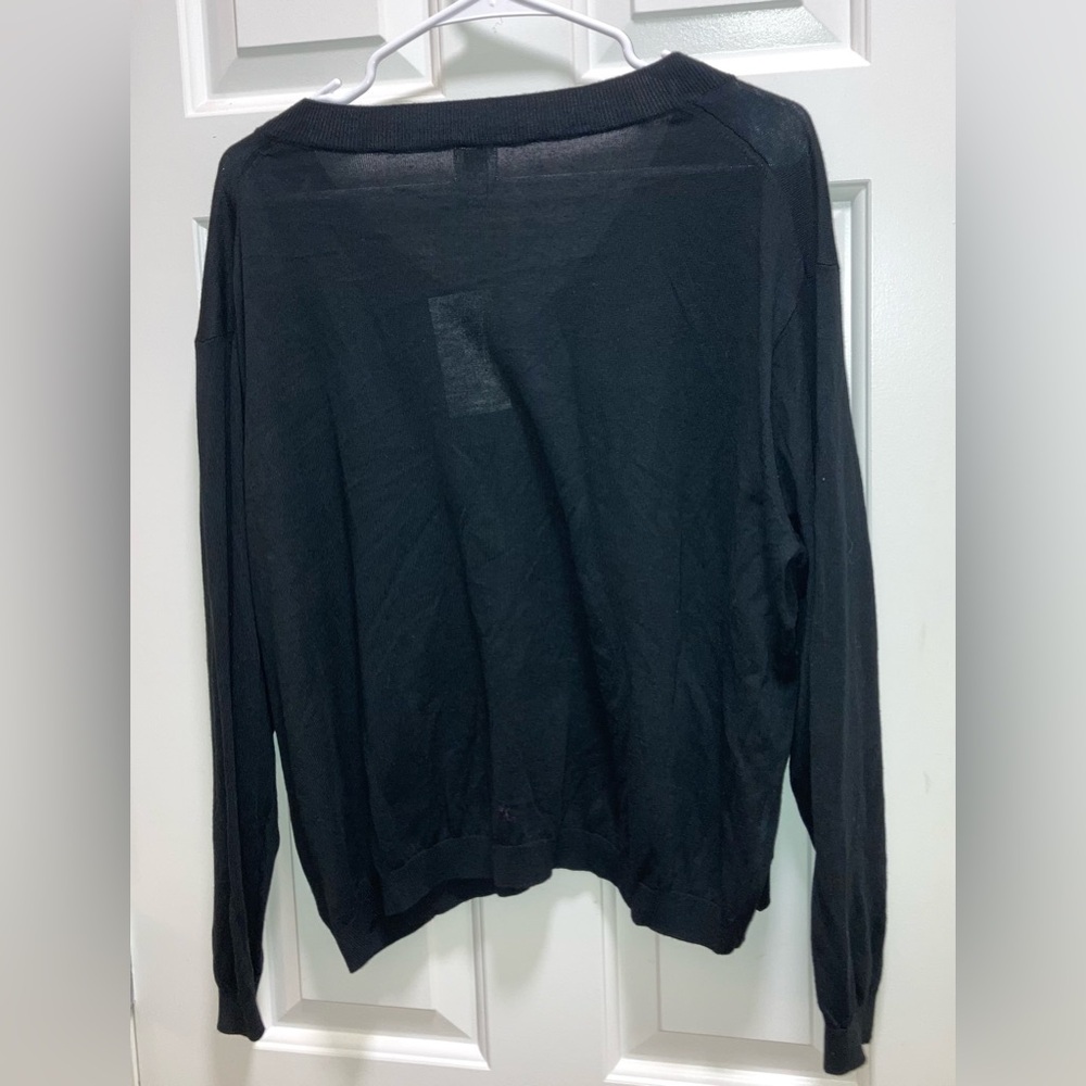 Women's Fine Gauge V-Neck Pullover Sweater - a New Day Black Size Large NWT - Picture 3 of 3
